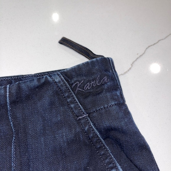 Trendy Goldsign Karla Women Denim Moari Dark Wash High Rise Wide Leg Jeans Sz 27 - Picture 11 of 12